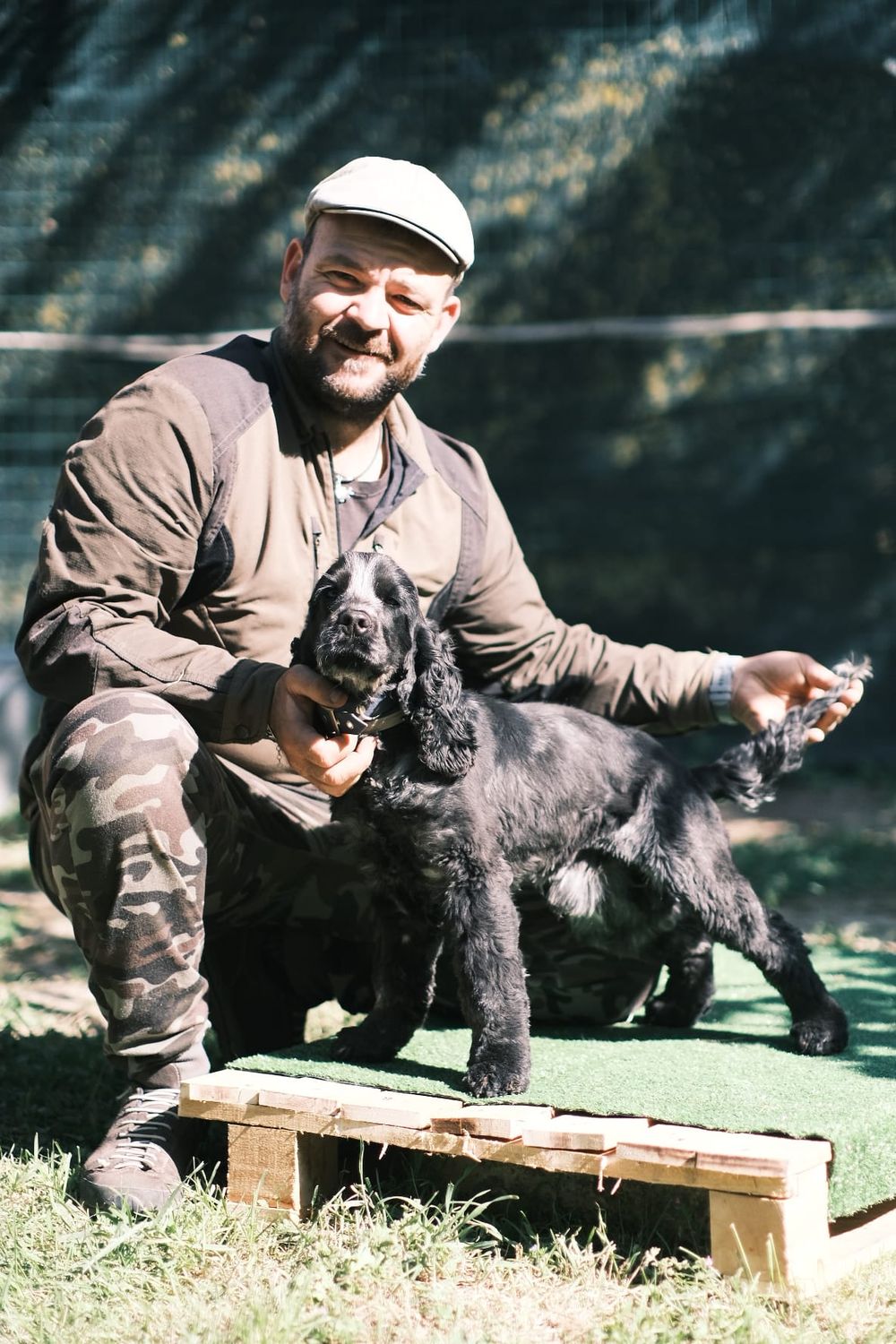 Sandro con uno dei cocker neri