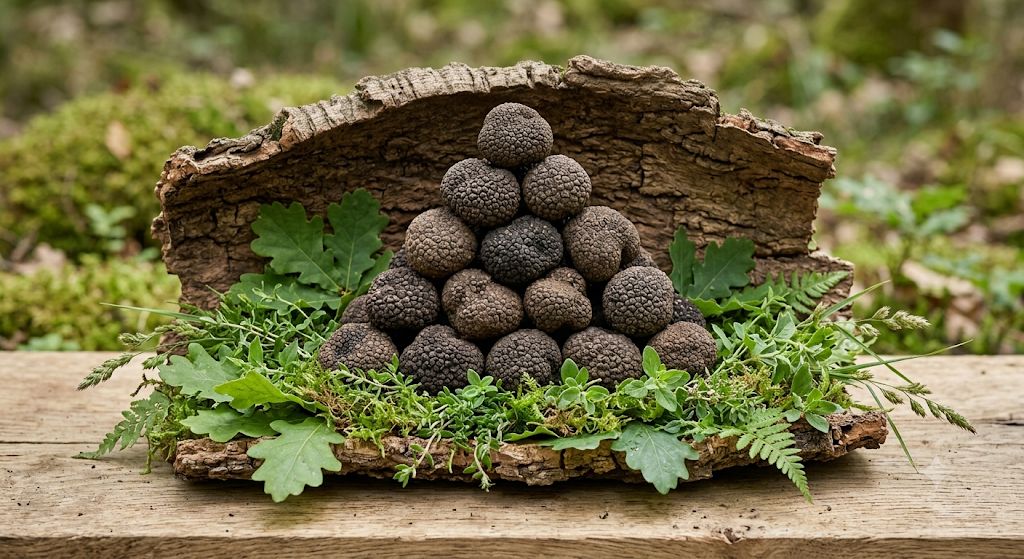 Scorzoni appena raccolti su una corteccia